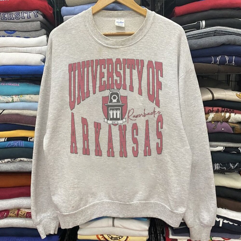 Vintage University of Arkansas Razorbacks Football Sweatshirt, Retro NCAA Shirt
